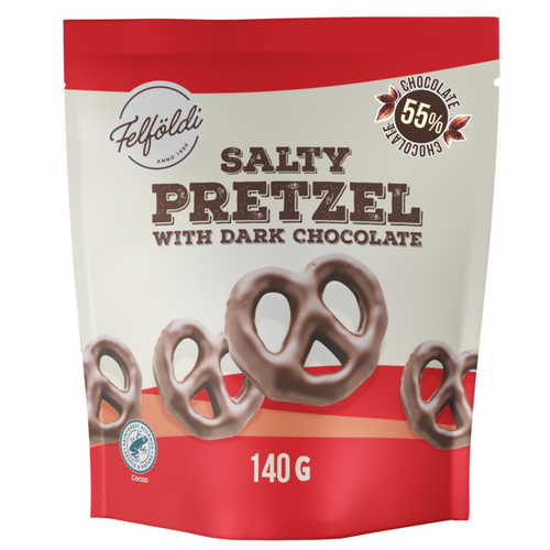 Salty pretzel and pretzel balls with chocolate