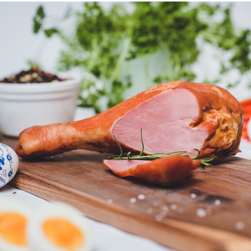 Cooked and smoked turkey drumstick