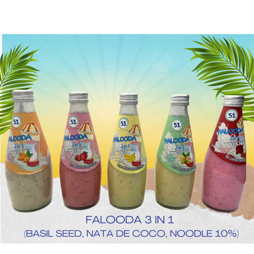 Coconut milk drink, Basil seed drink, Falooda drink