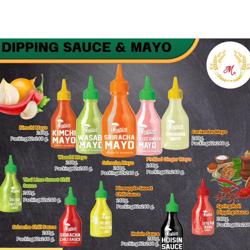All Thai seasoning sauces , Dipping, Mayo and Curry Paste