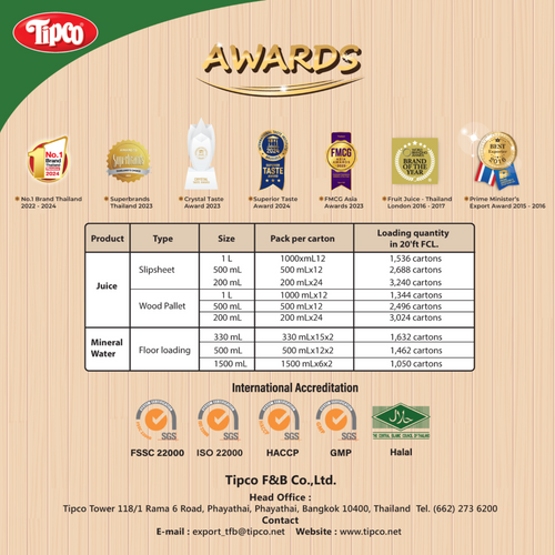 100%Coconut water TIPCO brand 1,000ml