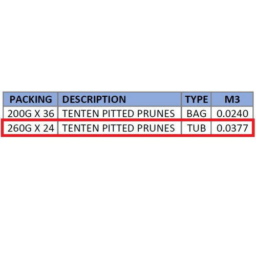 TENTEN PITTED PRUNES