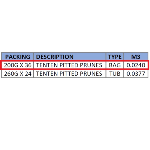 TENTEN PITTED PRUNES