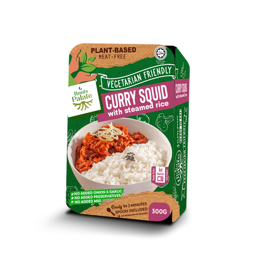 Vegetarian Curry Squid with Steamed Rice