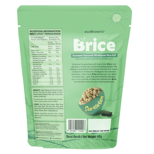 ecoBrown's BRICE Seaweed Wholegrain Rice Snack