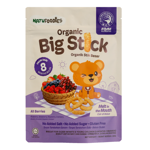 Natufoodies Organic Big Stick - Avo-Banana / Dragon Fruit & Blueberry / Garden Veggies 21g