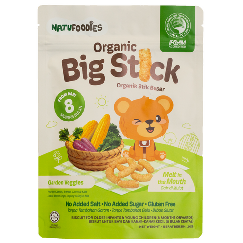 Natufoodies Organic Big Stick - Avo-Banana / Dragon Fruit & Blueberry / Garden Veggies 21g