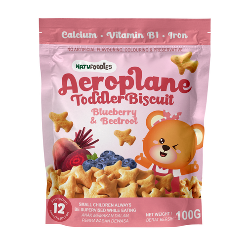 Natufoodies Aeroplane Toddler Biscuit  - Plain Milk / Blueberry Beetroot / Banana & Pumpkin 100g