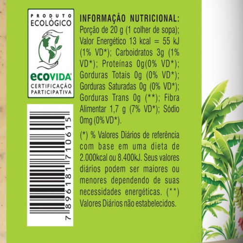 Biomassa de banana verde orgânica