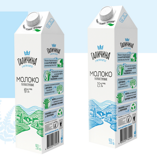 Ultra-pasteurized milk 2.5% fat, 950g Galychyna