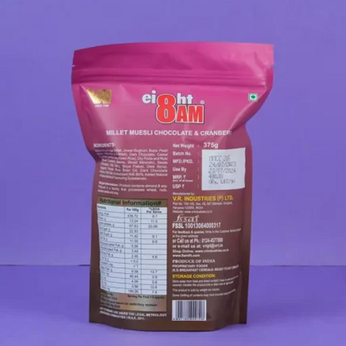 8AM Millet Muesli Chocolate & Cranberry, 375g