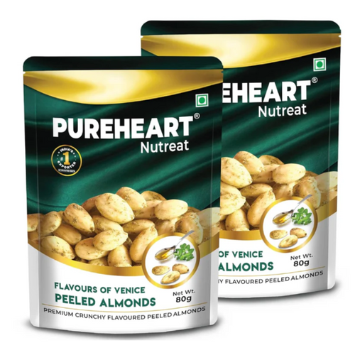 Pureheart Nutreat Crunchy Flavoured Peeled Almonds – Flavours of Venice, Premium California Whole Blanched Almond Nuts