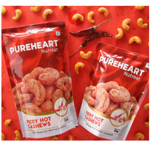 Pureheart Nutreat Fiery Hot Cashews - Natural Premium Spicy Roasted Whole Cashew