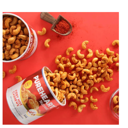 Pureheart Nutreat Fiery Hot Cashews - Natural Premium Spicy Roasted Whole Cashew