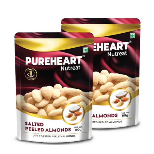 Pureheart Nutreat Dry Roasted Salted Peeled Almonds, Premium California Whole Blanched Almond Nuts Without Skin