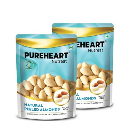 Pureheart Nutreat Natural Peeled Almonds, Premium California Whole Blanched Almond Nuts Without Skin