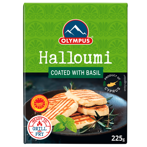Halloumi Cheese P.D.O.  coated with basil