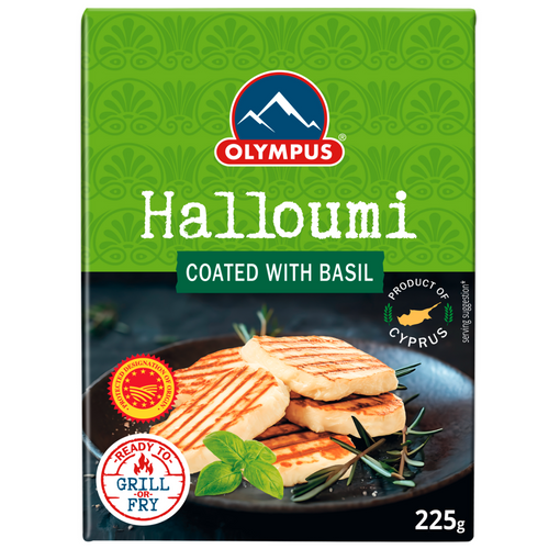 Halloumi Cheese P.D.O.  coated with basil