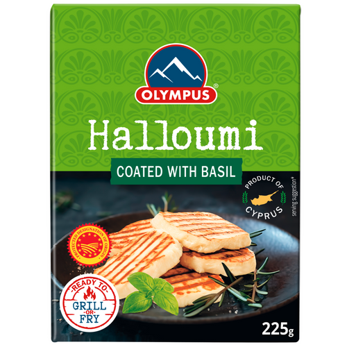 Halloumi Cheese P.D.O.  coated with basil