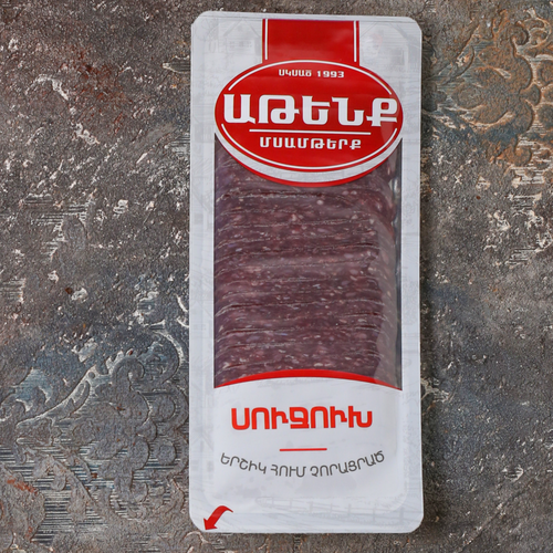 Sausages raw-dried, Sudjukh, sliced