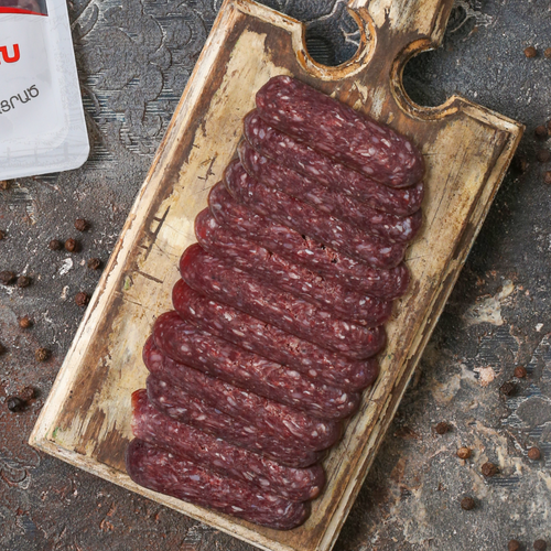 Sausages raw-dried, Sudjukh, sliced