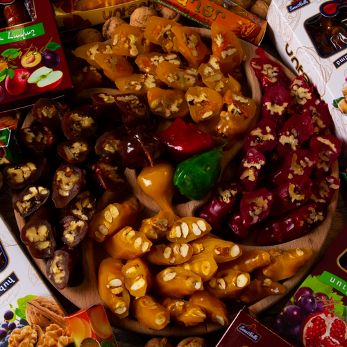Sweet sujukh with walnut and dried apricot 140g.