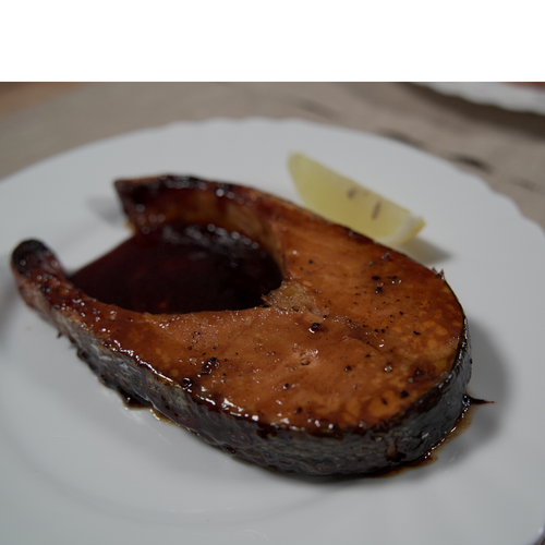 Trout steak with aromatic sauce