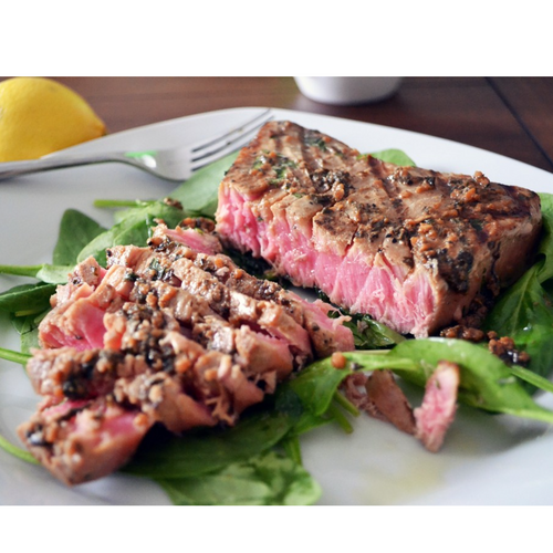 Tuna steak with ready-made sauce in perfect combinations