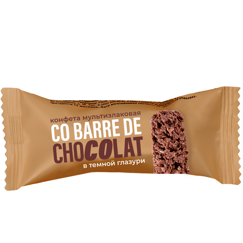 Multigrain bar Co barre de CHOCOLAT with dark confectionery glaze