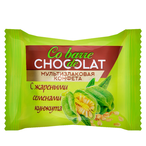 Multigrain bar Co barre de CHOCOLAT with fried sesame and white confectioner's glaze