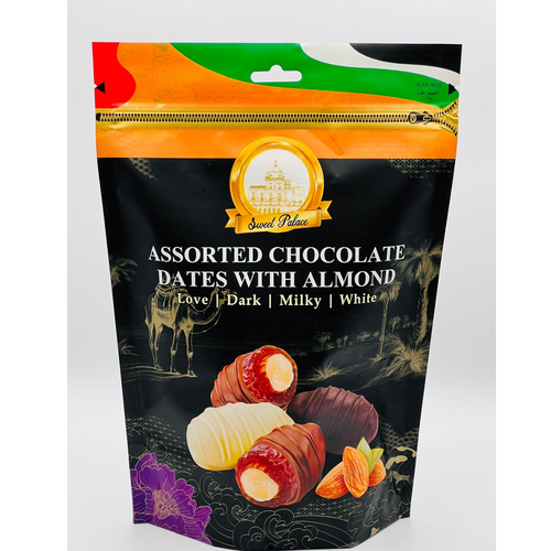 Assorted Chocolate Dates with Almond  400gm