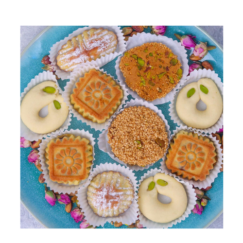 BROCAR Assorted Mixed Nawashef 800g - Luxury Ghraybeh, Date Ma’amoul & Barazek (Traditional Eastern Sweets)