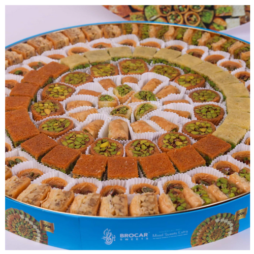 BROCAR Assorted Mixed Baklava 1750g - Luxury Syrian Pistachio & Cashew Baklava (Assorted Flavors)