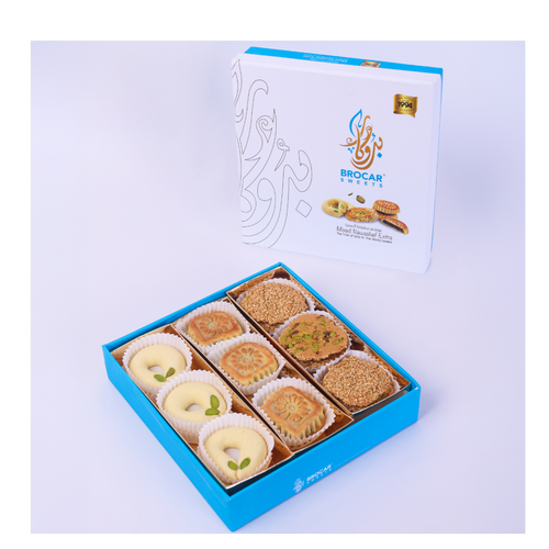 BROCAR Assorted Mixed Nawashef 500g - Premium Ghraybeh, Date Ma’amoul & Barazek (Traditional Eastern Sweets)