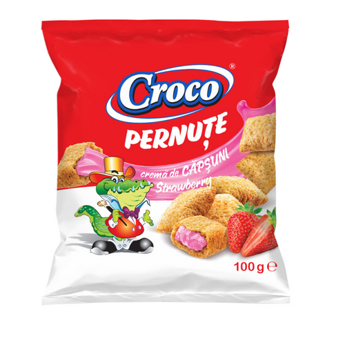 CROCO CEREAL PILLOWS WITH COCOA/ STRAWBEERY FILLING