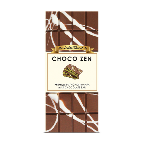 Choco Zen Dubai Chocolate Premium Pistachio Kunafa Milk Chocolate Bar 100g