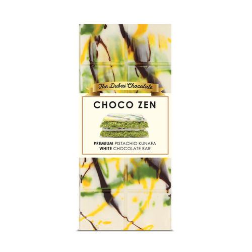 Choco Zen Dubai Chocolate Premium Pistachio Kunafa White Chocolate Bar 190g