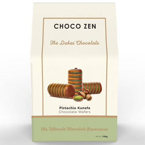 Choco Zen Dubai Chocolate Pistachio Kunafa Chocolate Wafer Rolls 144g