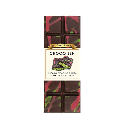 Choco Zen Dubai Chocolate Premium Pistachio Kunafa Dark Chocolate Bar 65g