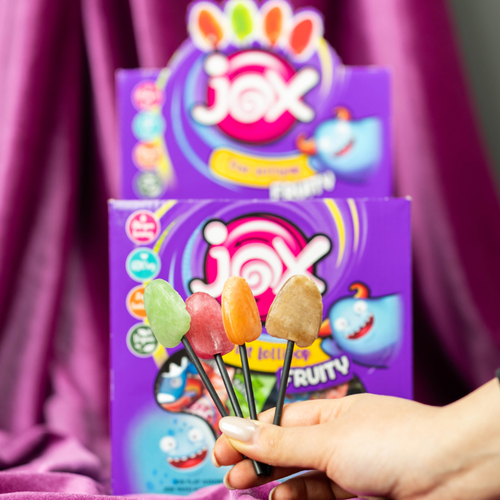 JOX BUBBLY LOLLIPOP, MINI LOLLIPOP , FLAT LOLLIPOP FRUITY (6 g & 8 g), FLAT LOLLIPOP SOUR (6 g & 8 g), FLAT STRAWBERRY LOLLIPOP, FLAT COLA LOLLIPOP