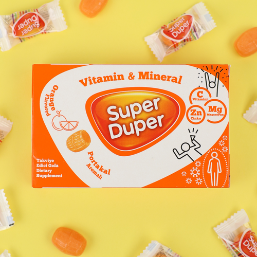 SUPER DUPER VITAMIN C, MAGNESIUM AND ZINC ADDED ORANGE AND BLUEBERRY FLAVOURED DIETARY SUPPLEMENT
