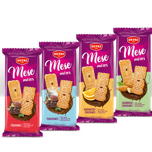 Mese honey biscuits half-coated with cocoa mass