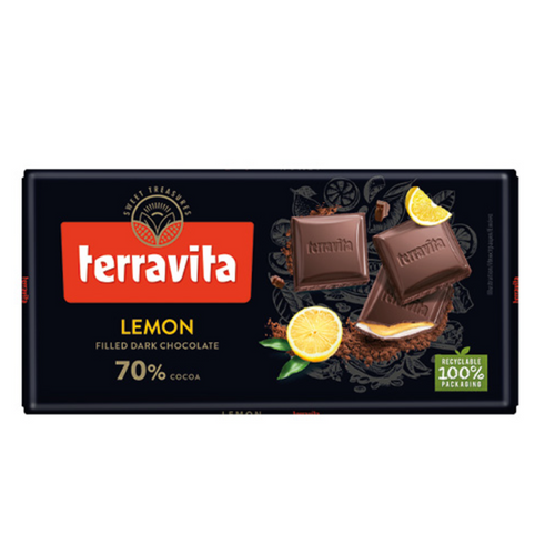extra Dark Chocolate 70% Cocoa with Lemon Flavoured Filling 100g, (code: CZ-EX-404)