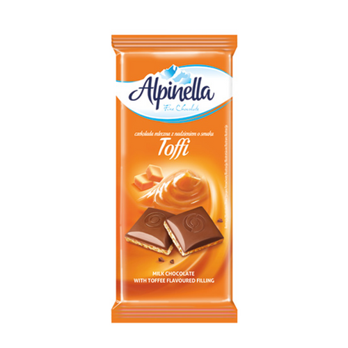 Alpinella Milk Chocolate with Toffee Flavoured Filling 100g, (code: CZ-13-035)