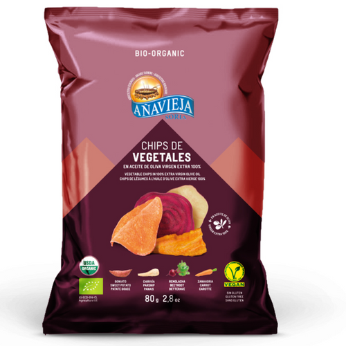 Organic vegetable chips in extra virgin olive oil 80g