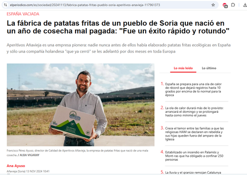 The potato chip factory in a town in Soria that was born in a year of poor harvests: 