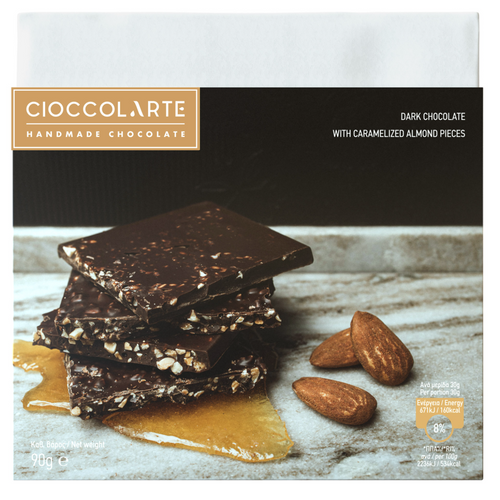 DARK CARAMELIZED ALMOND PIECES 90GR