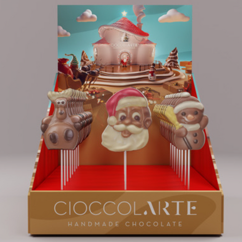 MILK LOLLIPOPS SANTA/SNOWMAN/REINDEER ASSORTED 25GR DISPLAY