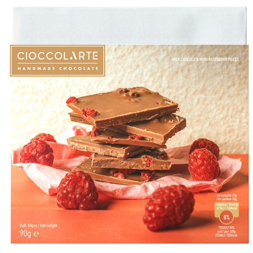 MILK RASPBERRY PIECES 90GR