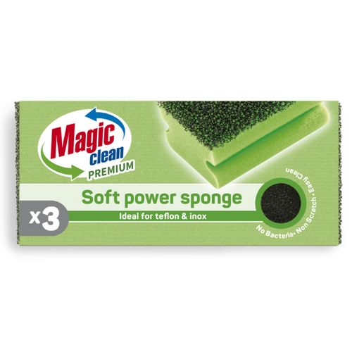 KITCHEN SPONGE WITH GRIP SOFT POWER 3 PCS. PREMIUM